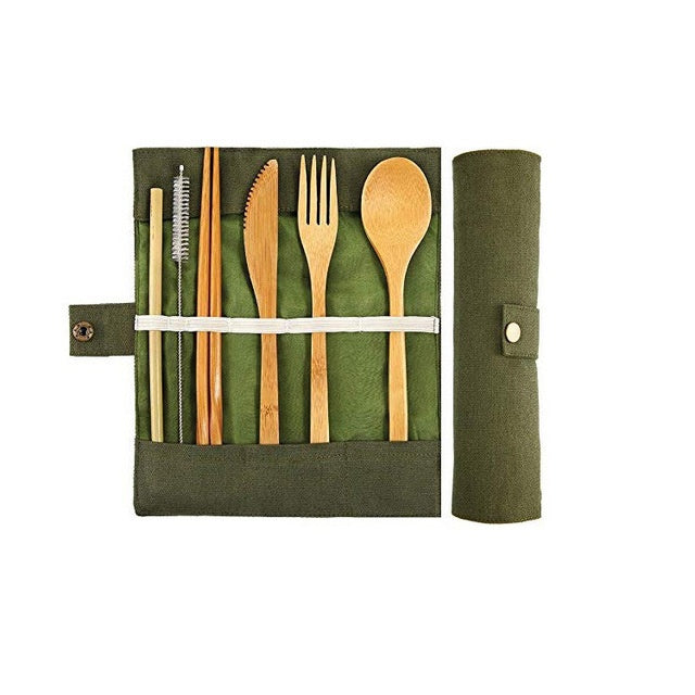 Eco friendly reusable bamboo utensils set