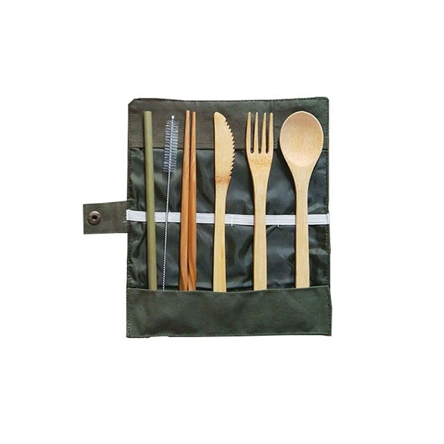 Eco friendly reusable bamboo utensils set