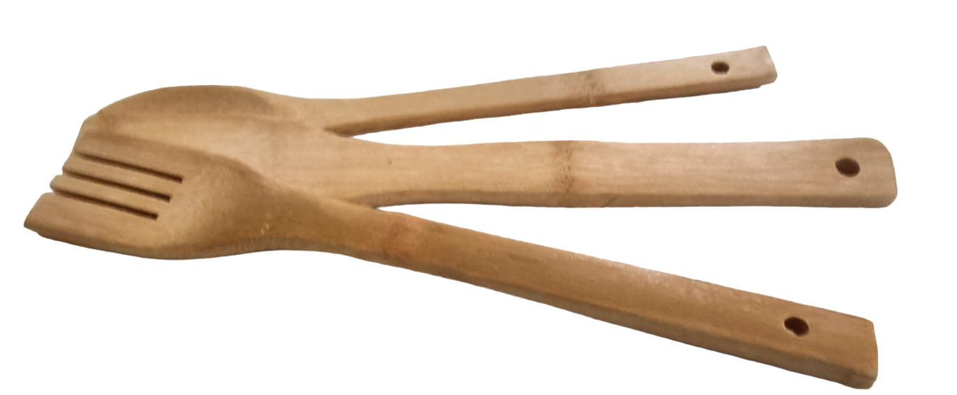 Bamboo cooking utensils set – 3-piece eco-friendly wooden spatula, spoon & fork kitchen tools