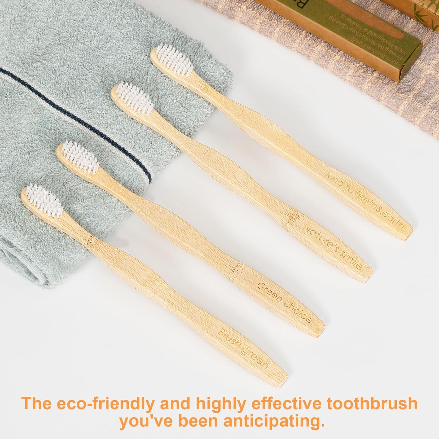 Experience a superior clean with our premium eco-friendly bamboo toothbrush pack featuring soft, flossing bristles for optimal oral care. pack of  4