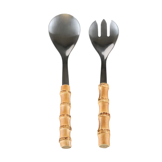 Sustainable , stainless steel kitchenware & tableware | Bamboo root & stainless steel cutlery set / spoon and fork or separately