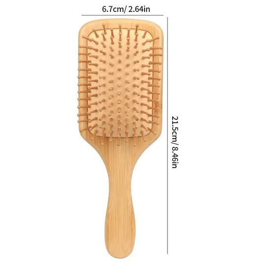 Solid wood biodegradable Bamboo air cushion brush  – Eco-friendly, natural & scalp-massaging hair care 🌿✨