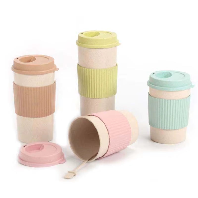 Travel Portable Pink Blue Green Polka Dot Thermal Insulated Tea Coffee Mug Cup Reusable Bamboo Fibre Eco Friendly Travel Mugs