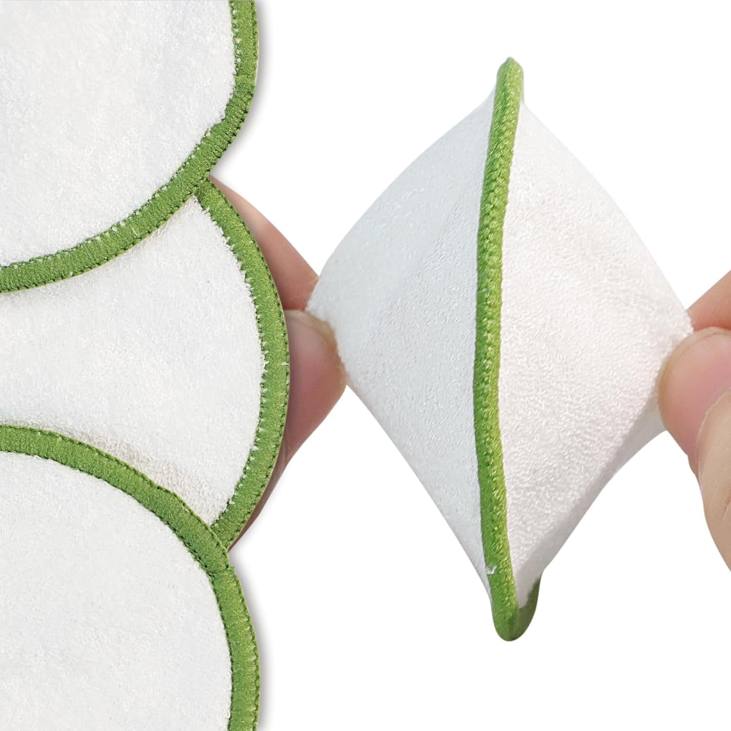 30-Piece reusable makeup remover pads set – 20 Bamboo Cotton rounds & 10 Facial sponges | Eco-friendly, washable with laundry bag