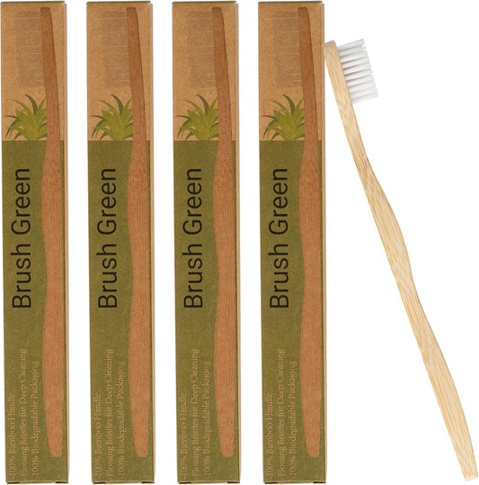 Experience a superior clean with our premium eco-friendly bamboo toothbrush pack featuring soft, flossing bristles for optimal oral care. pack of  4