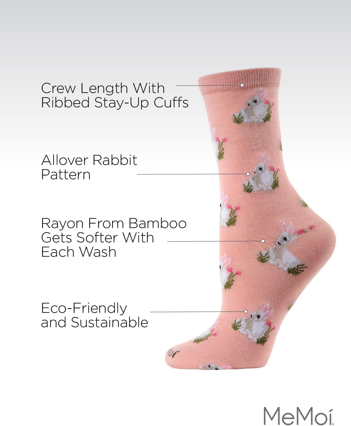 Rabbits Rayan Blend Crew Socks – Soft & Sustainable Bamboo Comfort size 9 to 11