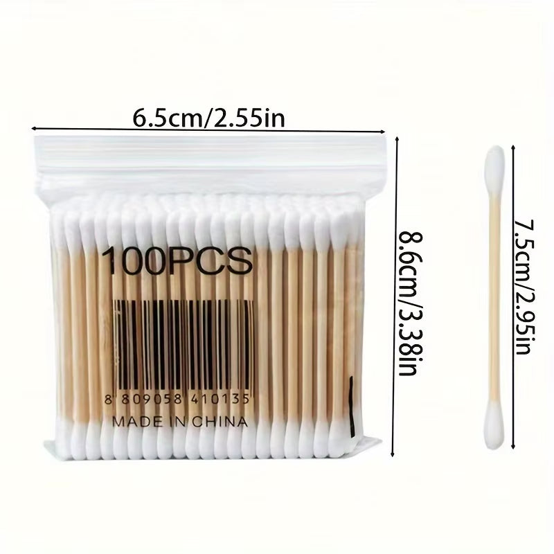 1000 Bamboo Cotton Swabs – Double Round Thick Cotton Buds for Ears, Makeup & Cleaning