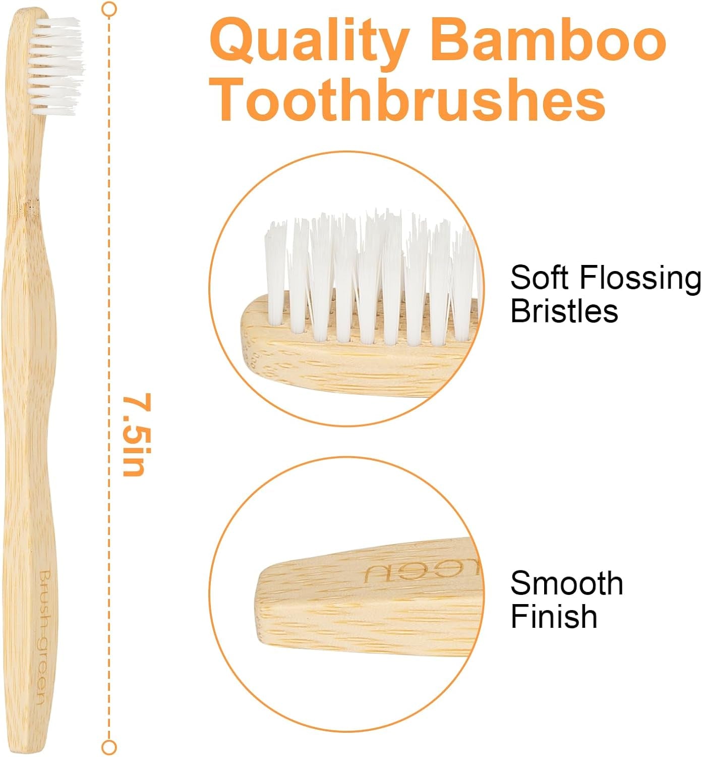 Experience a superior clean with our premium eco-friendly bamboo toothbrush pack featuring soft, flossing bristles for optimal oral care. pack of  4