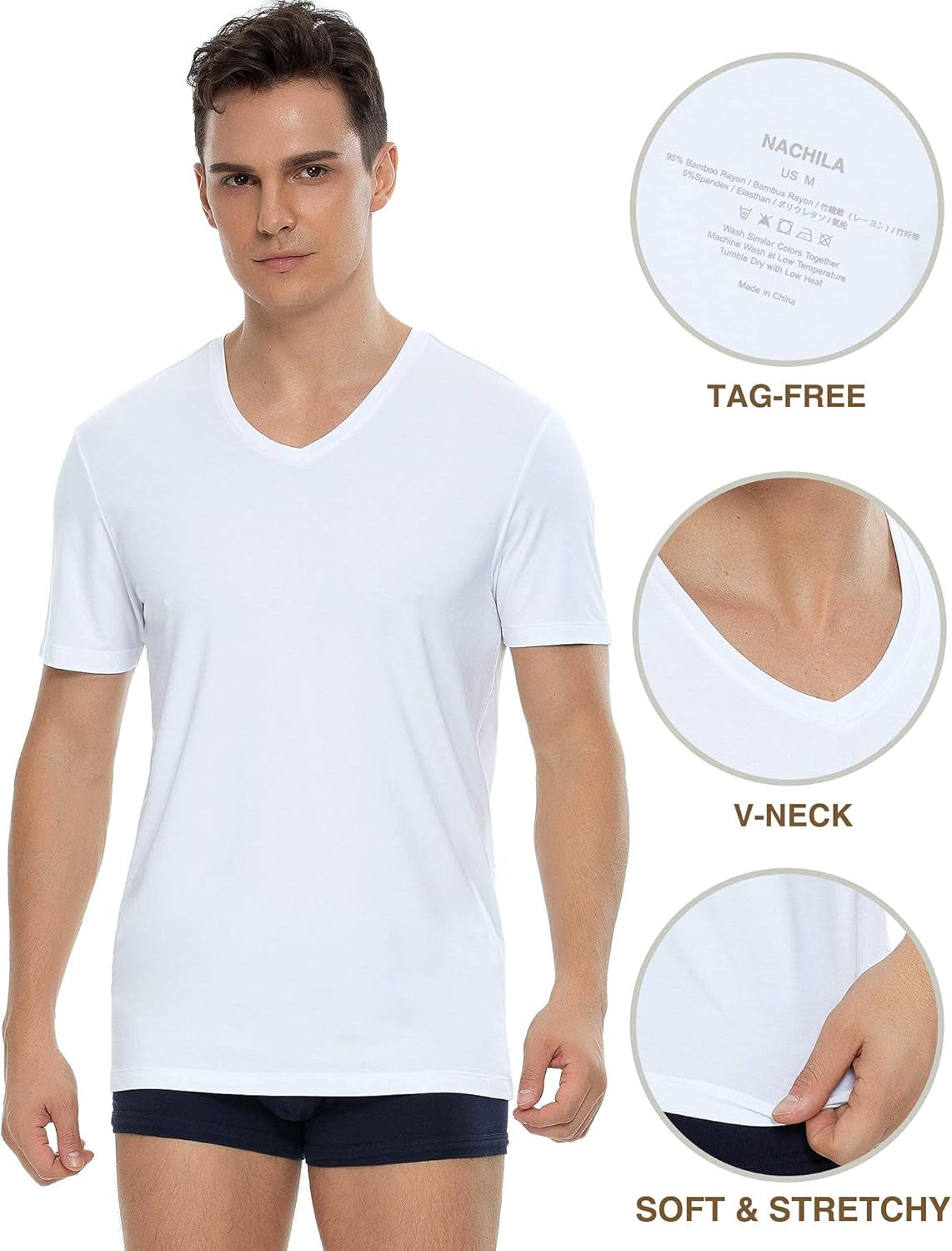 Men's Bamboo viscose undershirts – 3-Pack soft short sleeve tees | Eco-friendly, durable & ultra-comfy loungewear tops