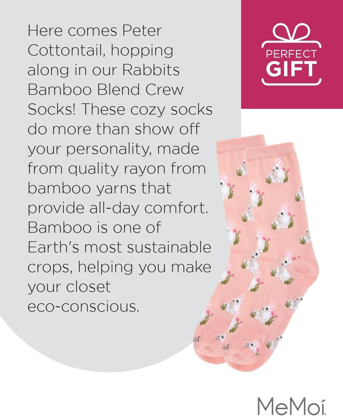 Rabbits Rayan Blend Crew Socks – Soft & Sustainable Bamboo Comfort size 9 to 11