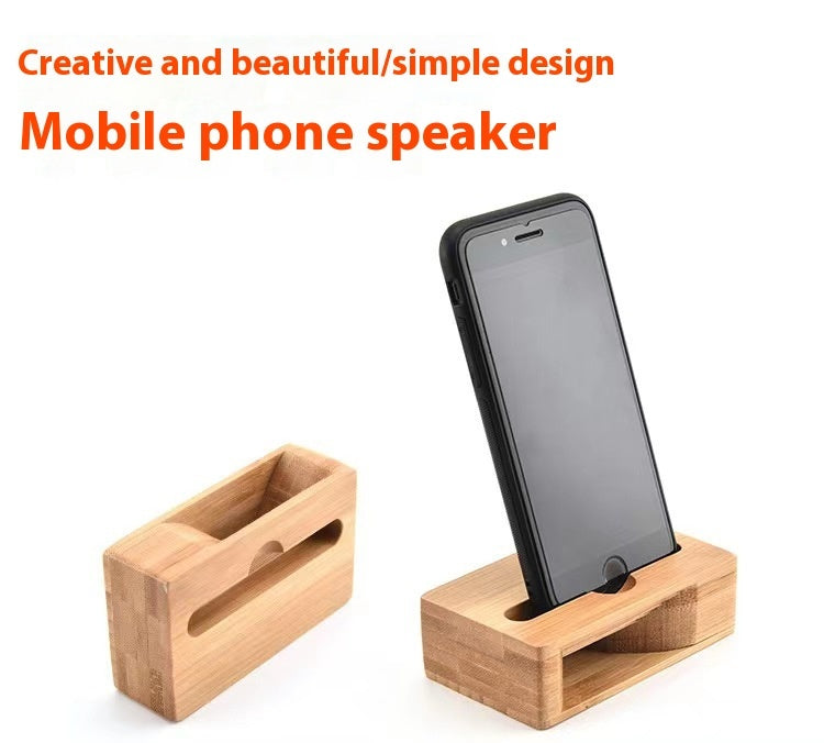Bamboo holder, loudspeaker mobile phone - bracket base, eco friendly.