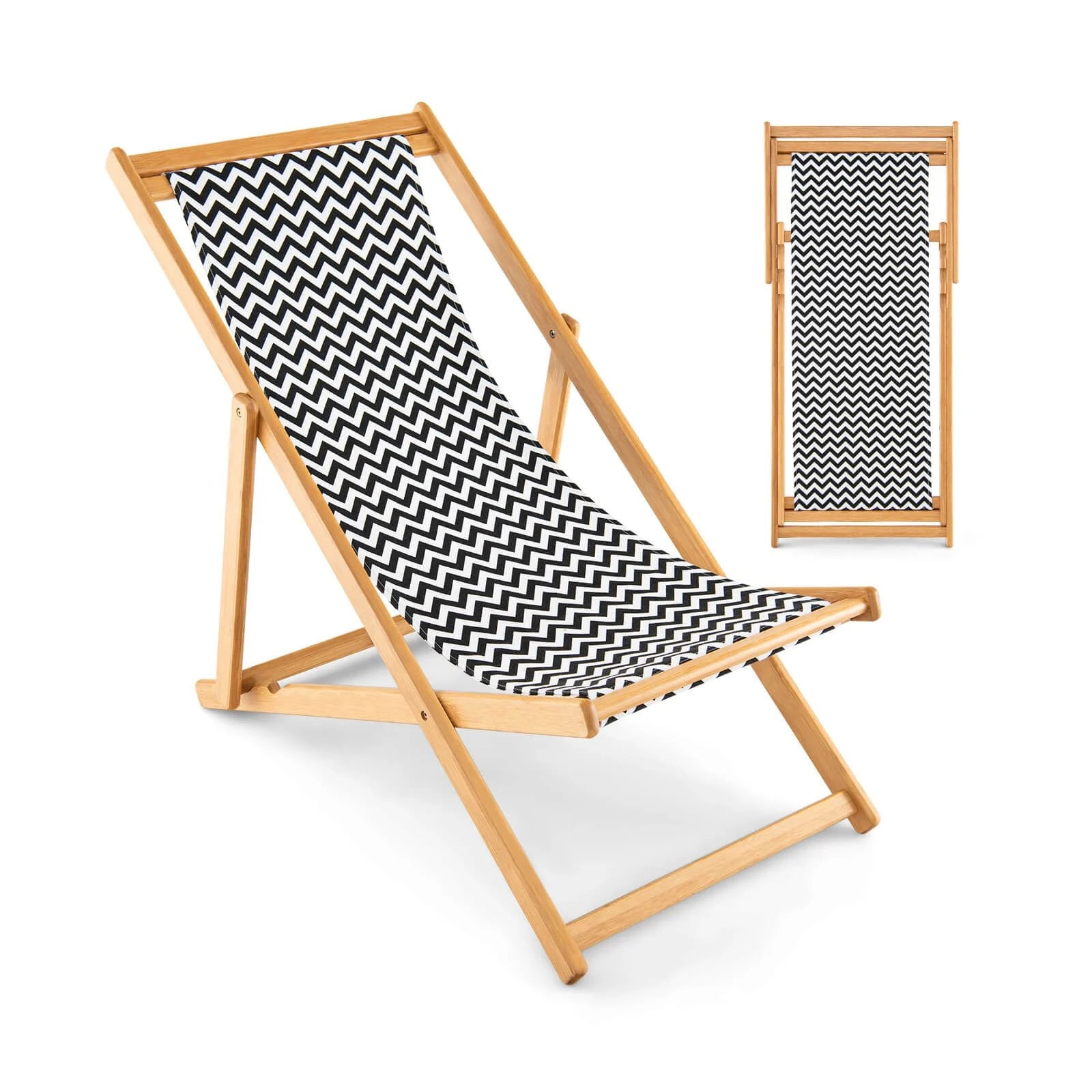 Eco-friendly folding bamboo sling chair – Adjustable reclining backrest, sustainable comfort