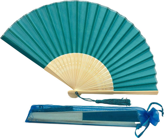 Eco-Friendly Fabric Handheld Fan - Gift for Women (Deep Sky Blue) ideal for summer