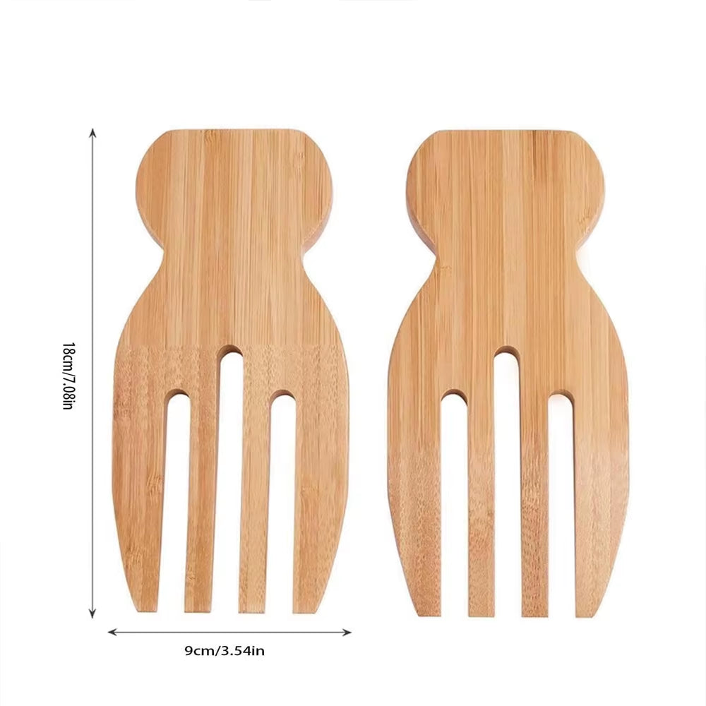 Eco-conscious tableware: natural bamboo salad , pasta mixing utensils – Sustainable & stylish