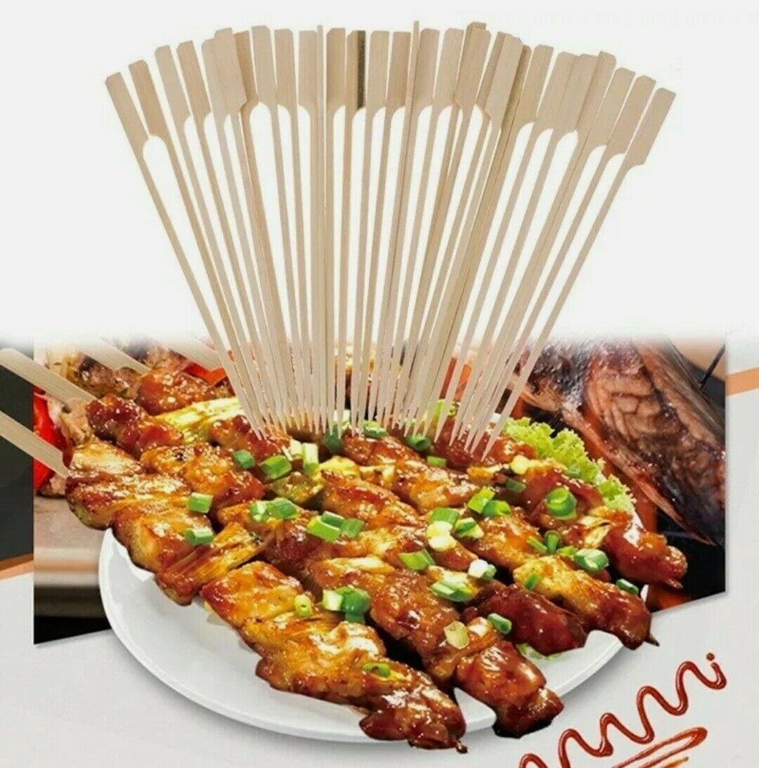 Eco-Friendly Bamboo Skewers – 50 or 100 BBQ Paddle Sticks for Kebab, Grill & Fruit