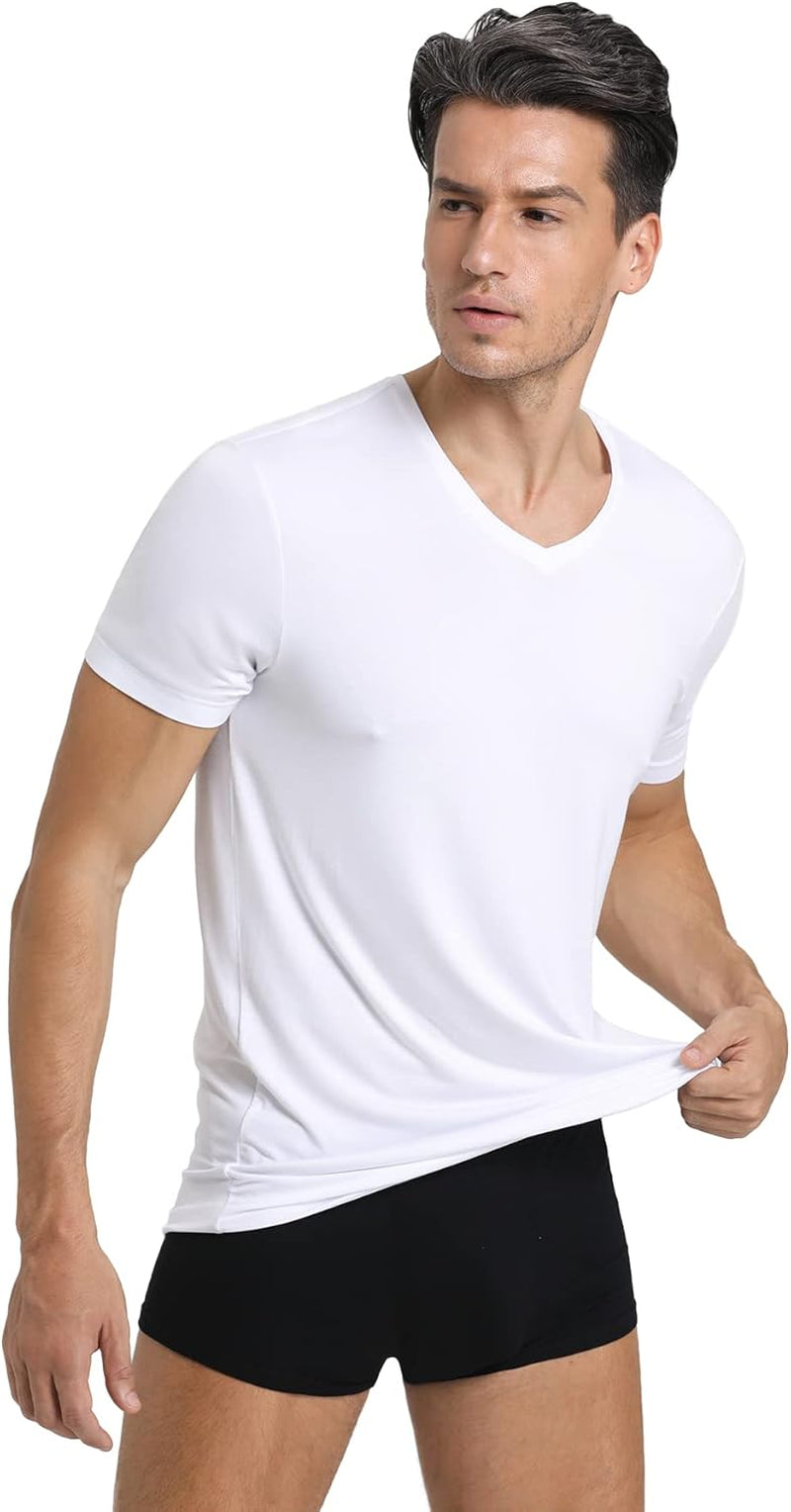 Men's soft & comfy bamboo undershirts, tee shirt – breathable short sleeve tees (3-Pack) | Eco-friendly & durable