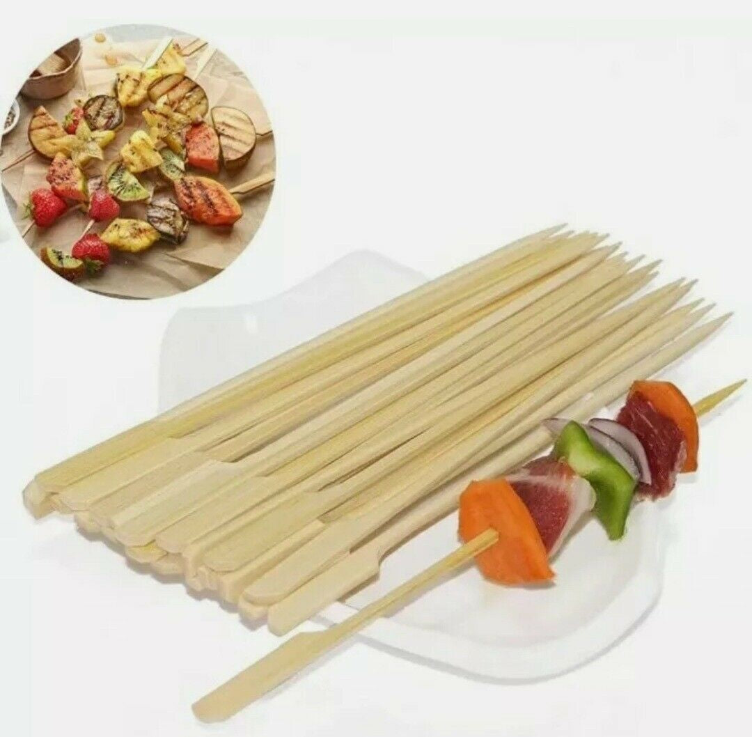 Eco-Friendly Bamboo Skewers – 50 or 100 BBQ Paddle Sticks for Kebab, Grill & Fruit