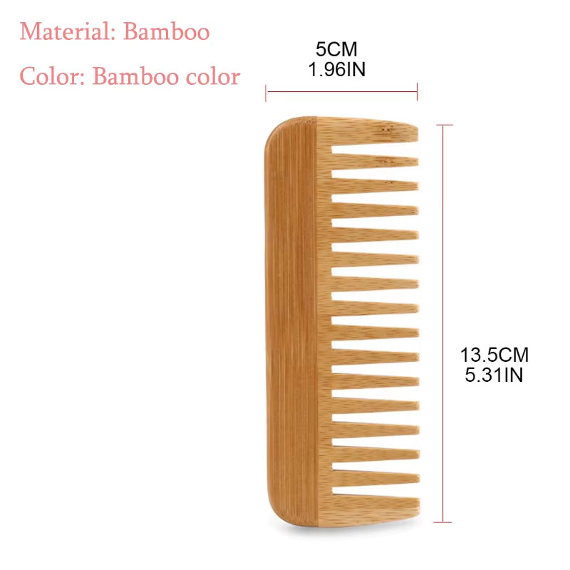 Natural bamboo wide-tooth comb – Anti-static, detangling & smoothing | Eco-friendly & sustainable