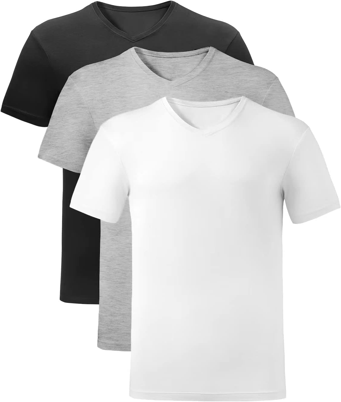 Men's soft & comfy bamboo undershirts, tee shirt – breathable short sleeve tees (3-Pack) | Eco-friendly & durable