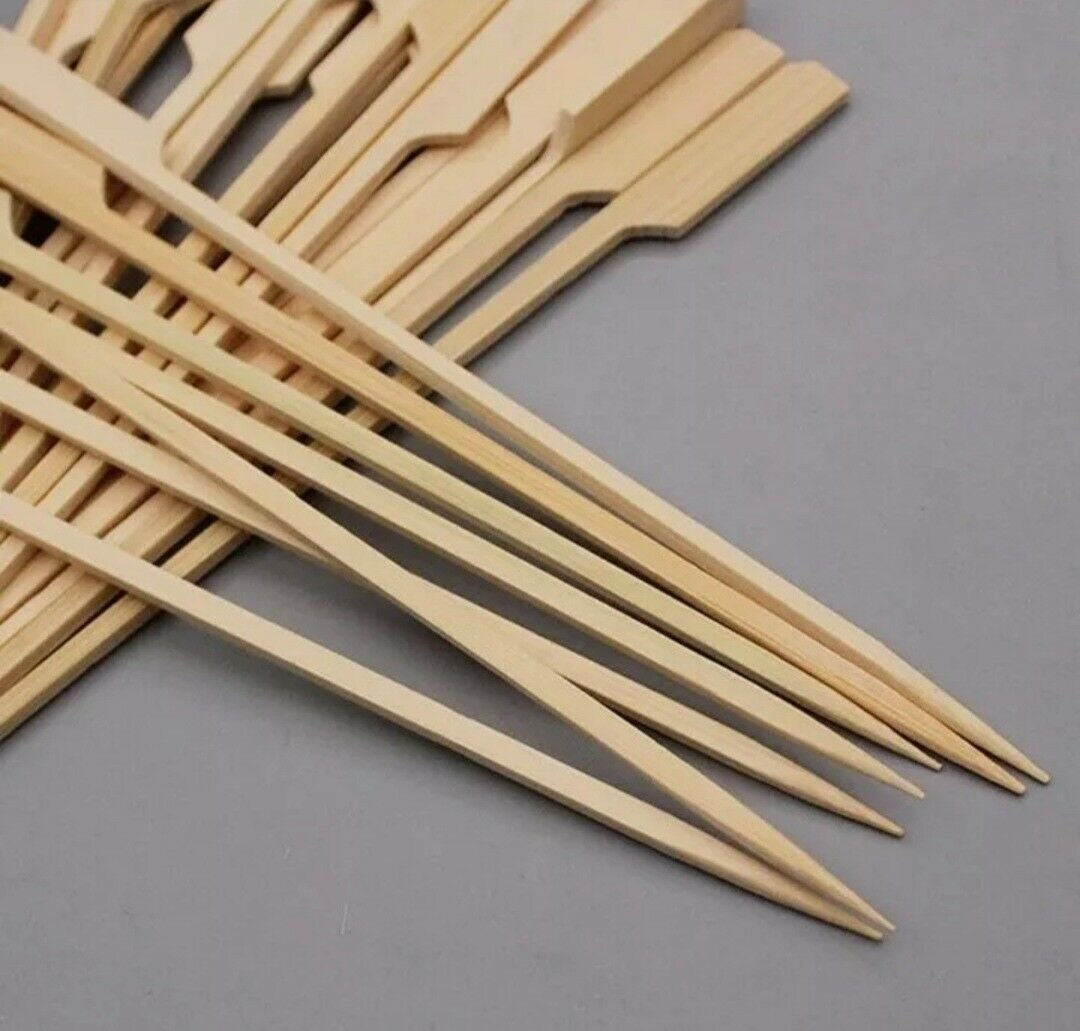 Eco-Friendly Bamboo Skewers – 50 or 100 BBQ Paddle Sticks for Kebab, Grill & Fruit