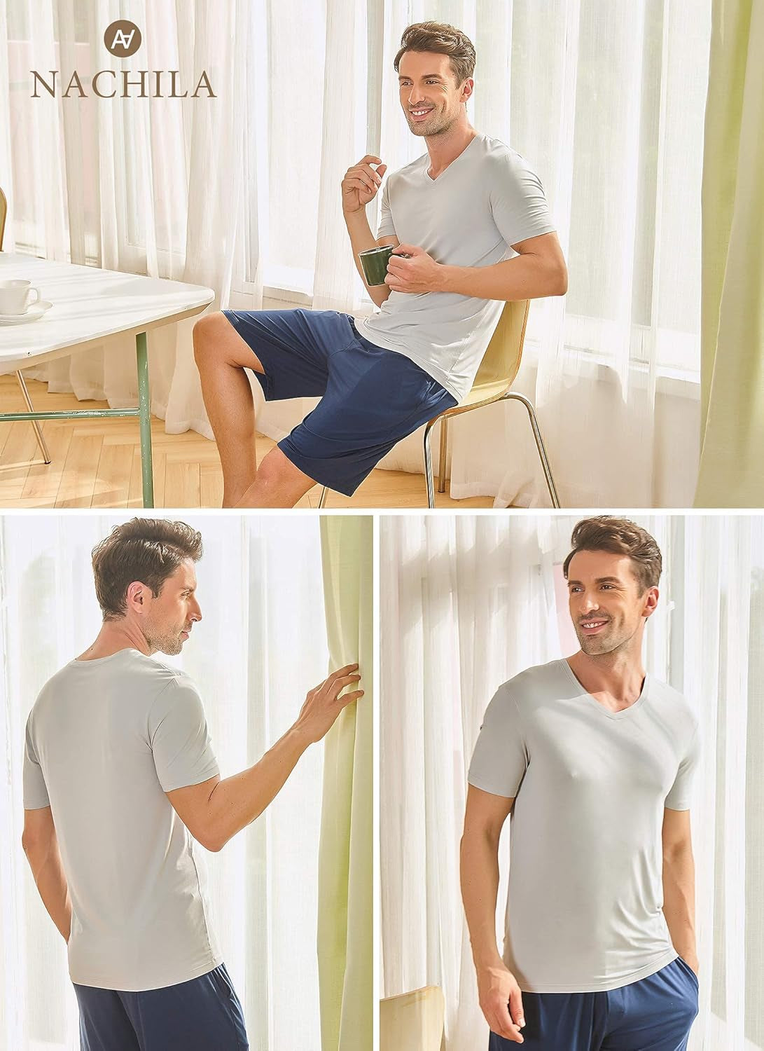 Men's Bamboo viscose undershirts – 3-Pack soft short sleeve tees | Eco-friendly, durable & ultra-comfy loungewear tops