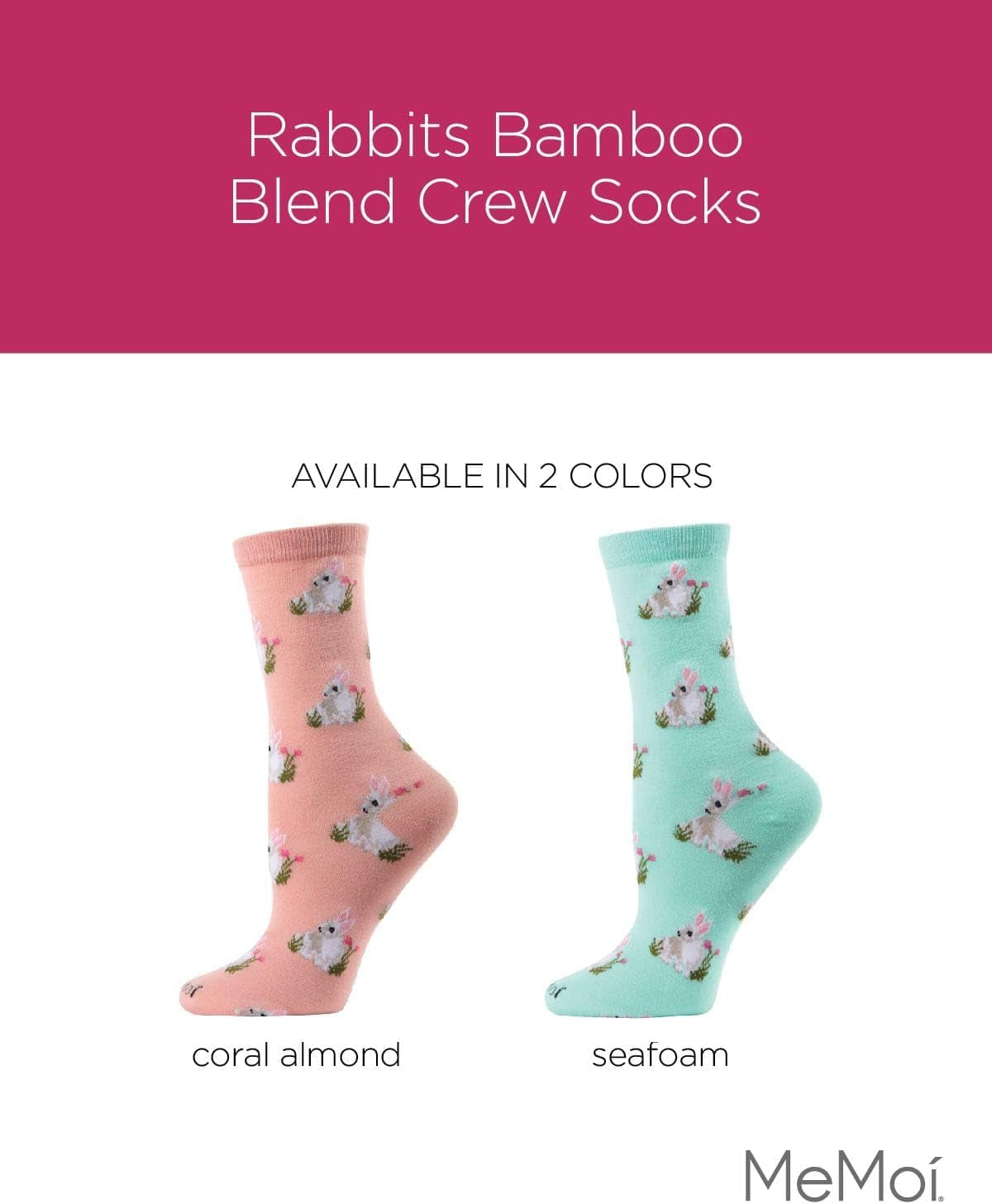 Rabbits Rayan Blend Crew Socks – Soft & Sustainable Bamboo Comfort size 9 to 11