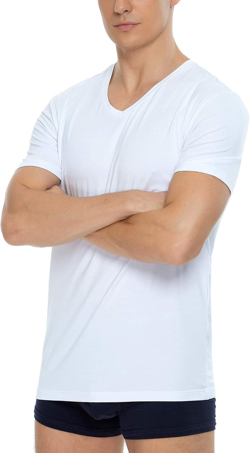 Men's Bamboo viscose undershirts – 3-Pack soft short sleeve tees | Eco-friendly, durable & ultra-comfy loungewear tops