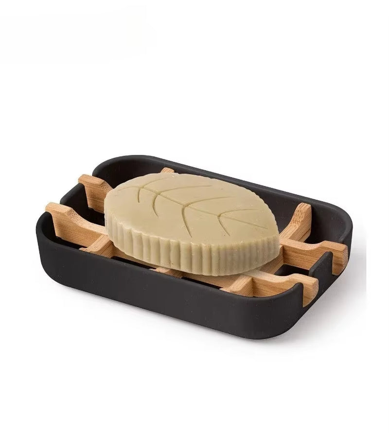 New 1Pc Bamboo Soap Bamboo Eco-Friendly Portable Soap Dish with Handcrafted Wooden Holder and Tray for Bathroom Storage